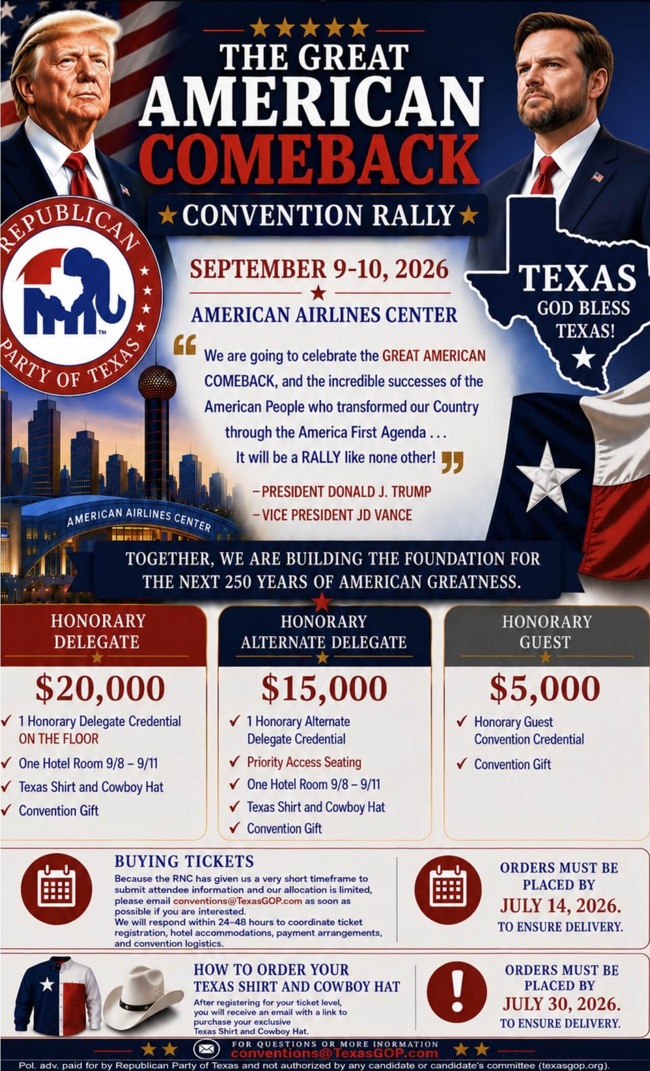 The Great American Comeback Convention Rally | September 9-10, 2026